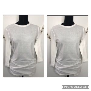 Set of 2 MODA International T-Shirt 3/4 Sleeves White Scoop Neck Women's